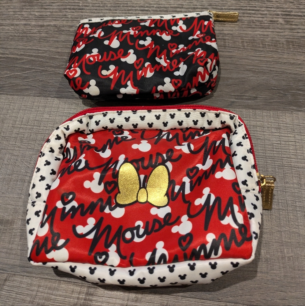 London SOHO New York Disney Minnie Mouse Makeup Cosmetic Zip Travel Purse Bag x2